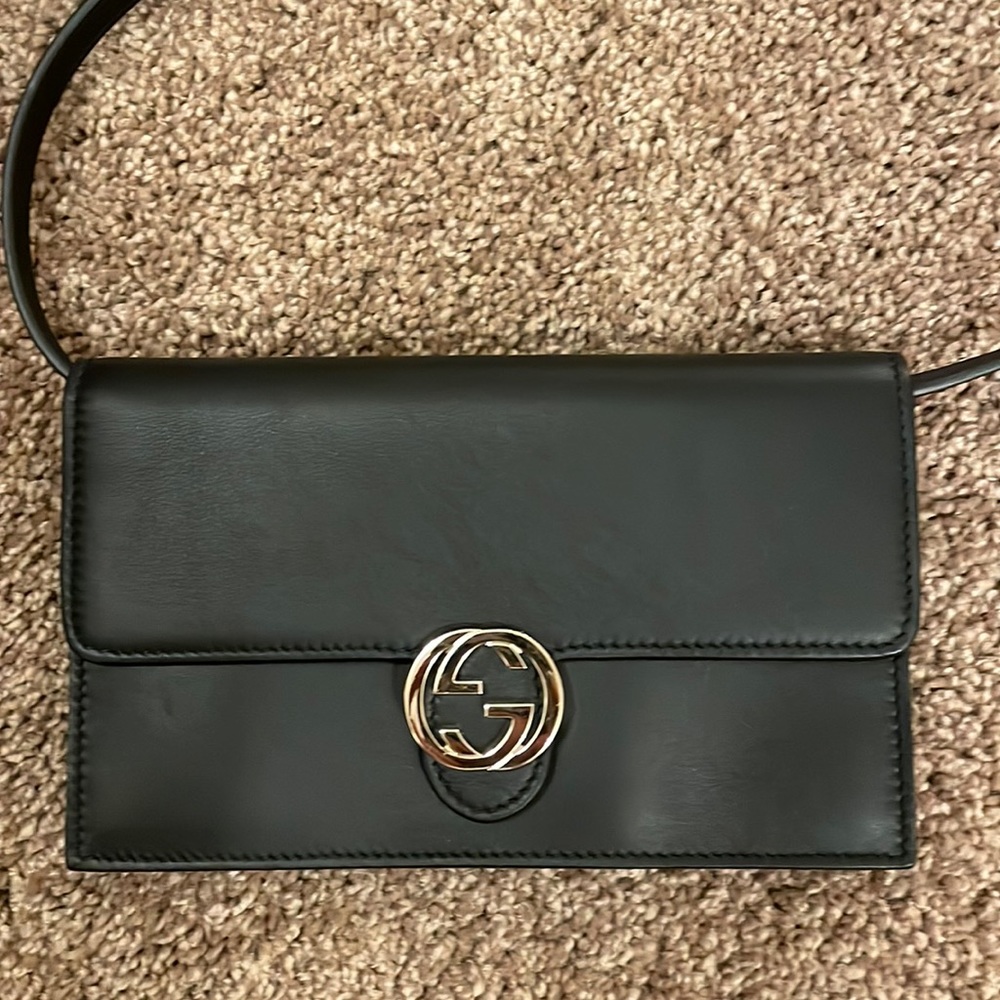 Gucci black leather crossbody